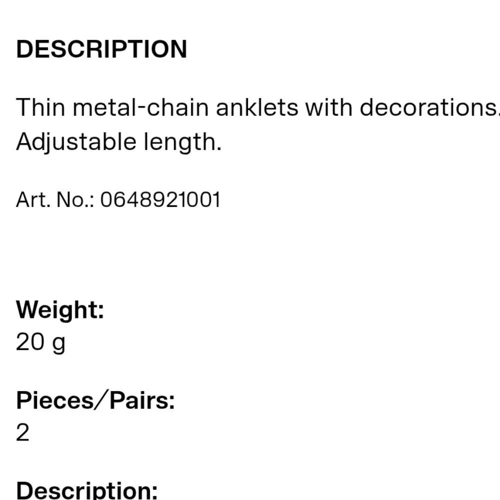 H & M 2-PK Linked Circle Anklet‎ Bracelets- Silver